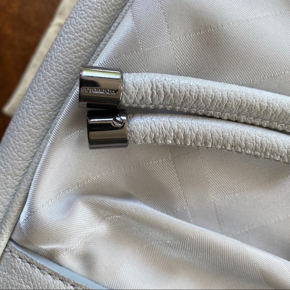 Burberry Handbag White Plaid Gunmetal Hardware - Picture 10 of 15